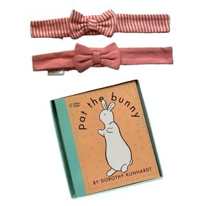 Pat The Bunny Book + 2 Headbands Baby Girl Toddler Coral NEW